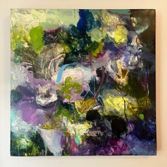 "Otro Jackmangi" - Pintura contemporánea de paisaje floral, óleo sobre panel de abedul