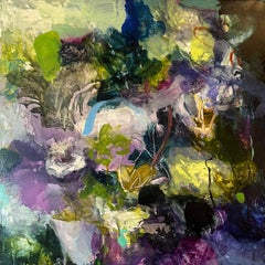 "Another Jackmangi" - Peinture contemporaine de paysage floral, huile sur panneau de bouleau