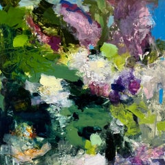 "Consommé" -  Peinture contemporaine de paysage floral, huile sur panneau de bouleau