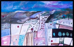 20th Century American abstract landscape in purples and blues