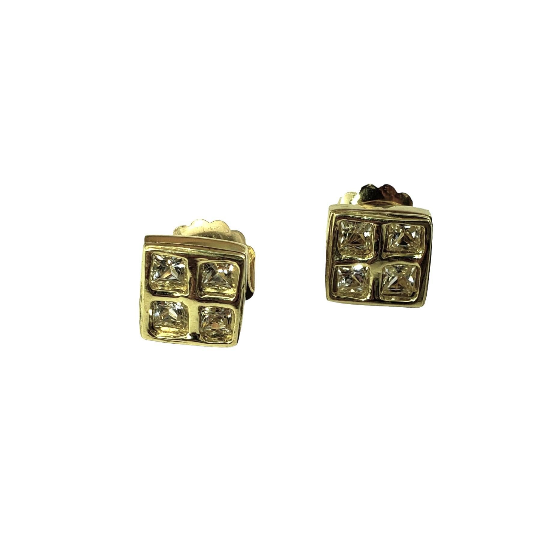 Robin Rotenier 18K Yellow Gold White Sapphire Earrings #15413 In Good Condition For Sale In Washington Depot, CT