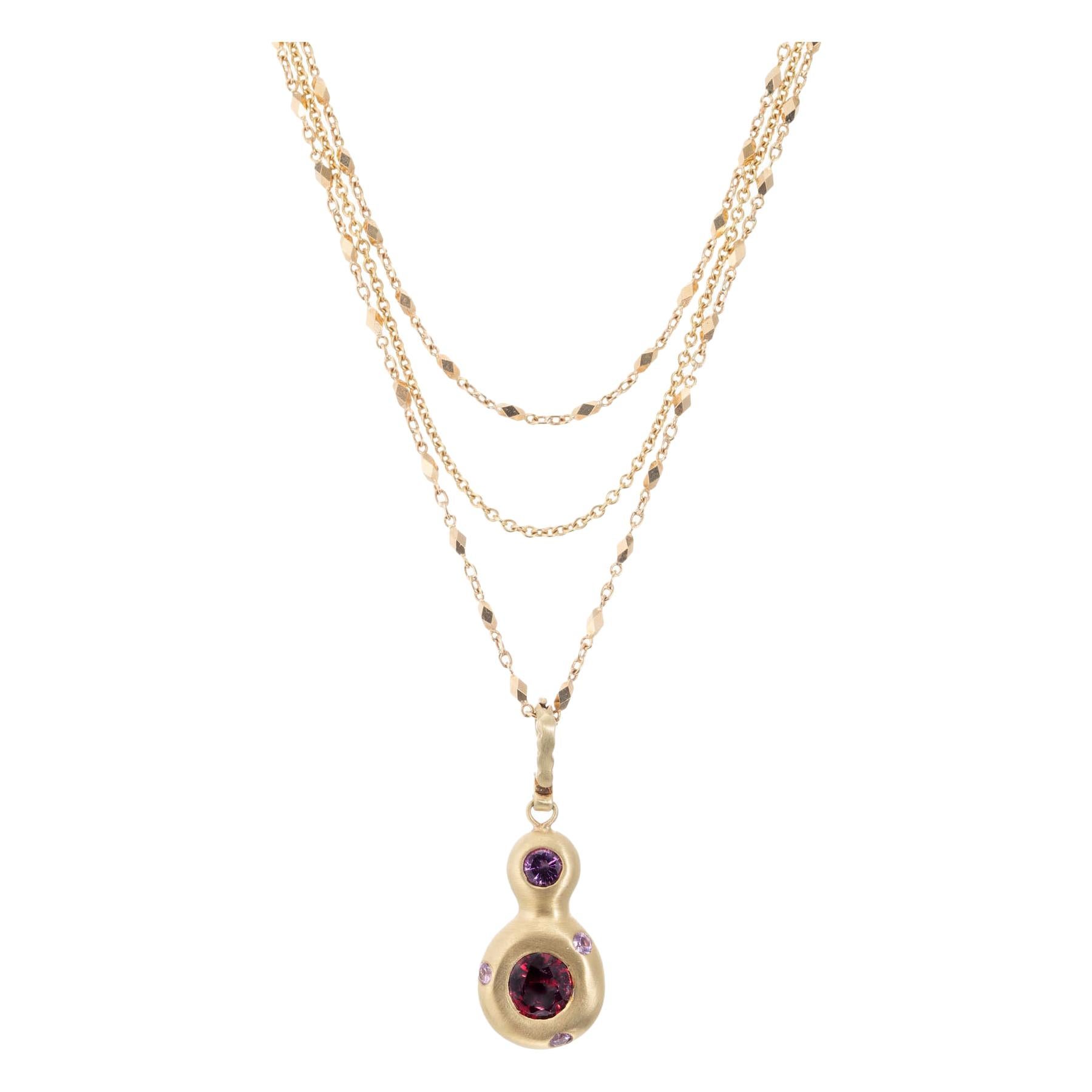 Robin Rotenier GIA Certified 1.32 Carat Spinel Sapphire Gold Pendant Necklace For Sale