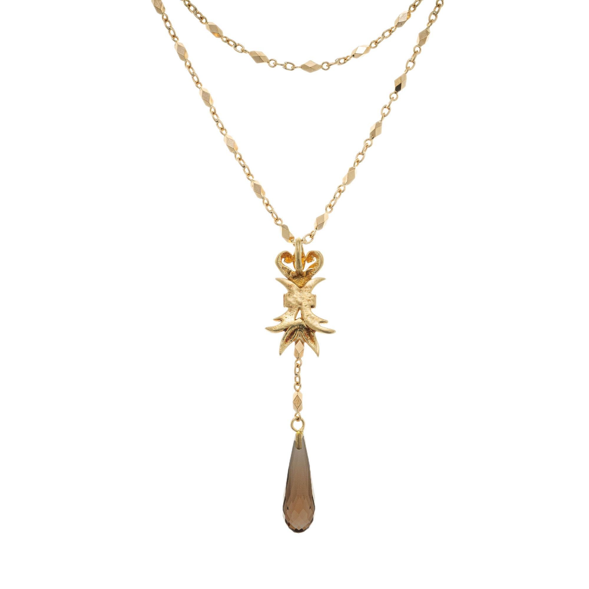 Robin Rotenier Smoky Quartz Yellow Gold Pendant Necklace In Excellent Condition For Sale In Stamford, CT