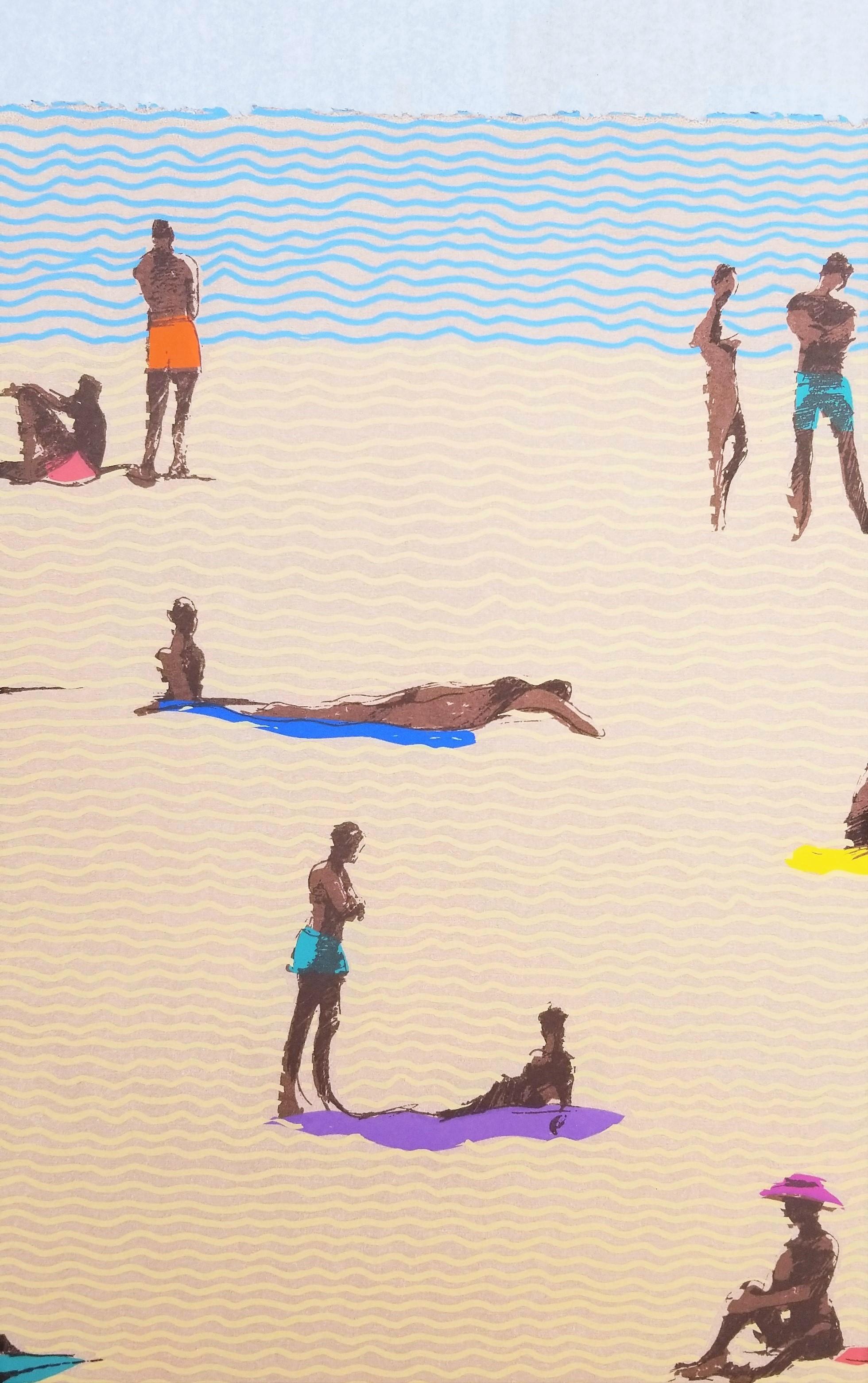 St. Tropez /// Arte Pop Contemporáneo Playa Costa del Océano Figurativo Natación Moderno en venta 2