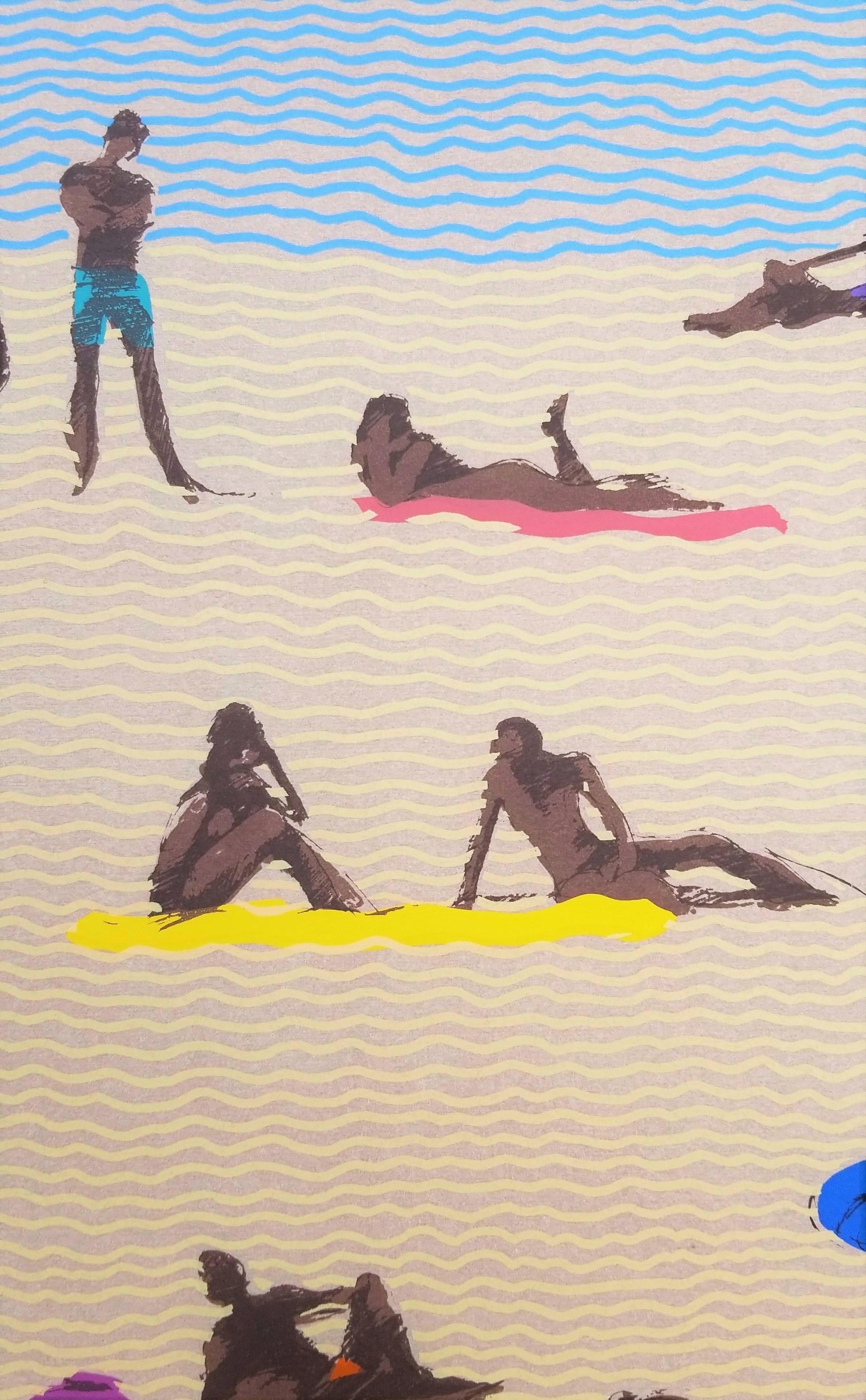 St. Tropez /// Arte Pop Contemporáneo Playa Costa del Océano Figurativo Natación Moderno en venta 4