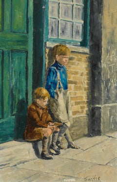 Robin Tanner (1904–1988)  - Mid 20th Century Oil, Boy on the Doorstep