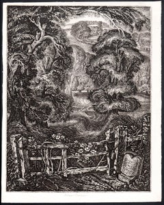 The Old Road: Elegy for the English Elm I, Robin Tanner signed artist etching