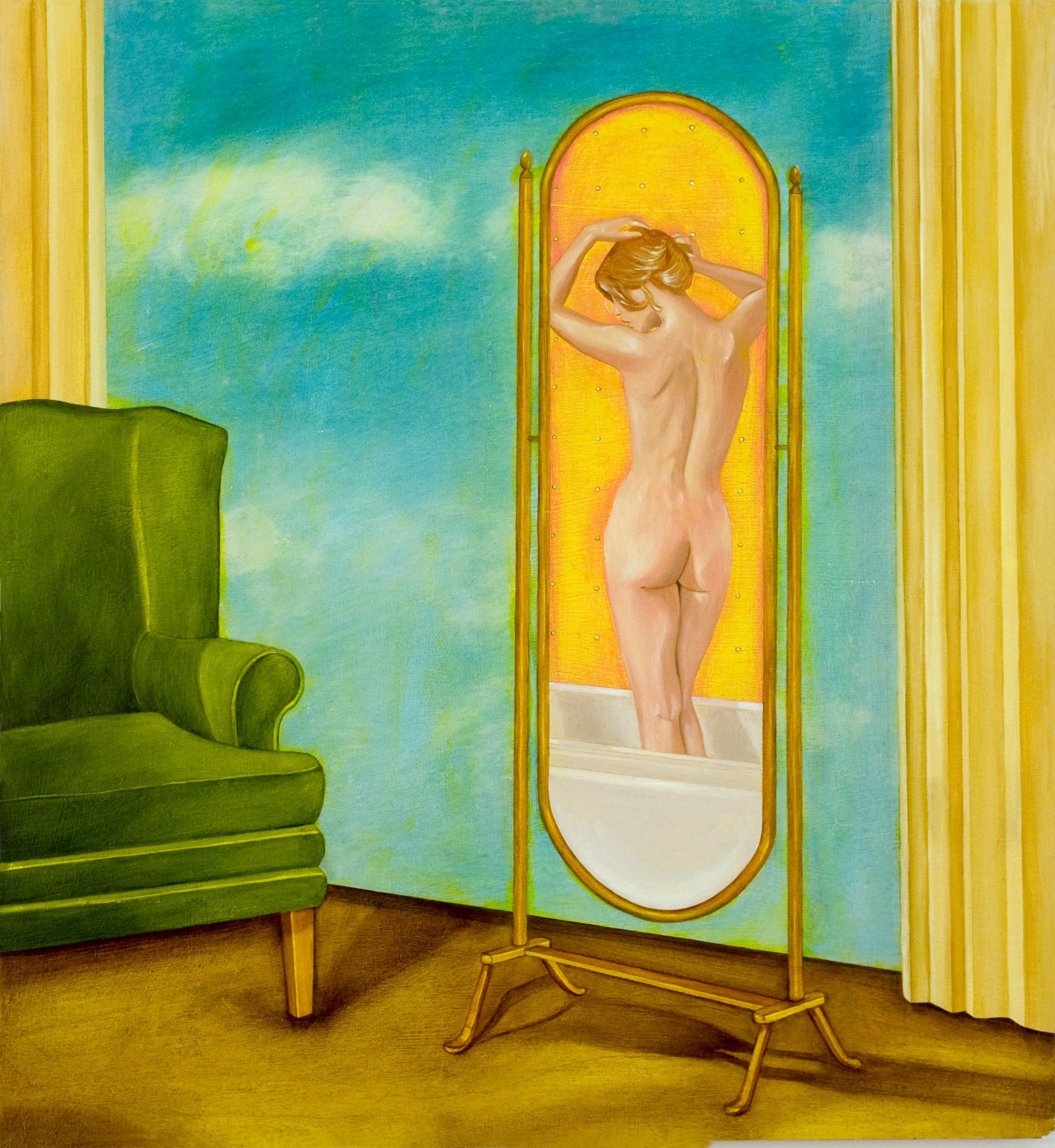 Robin Tewes Nude Painting - I'm A Good Listener, Oil Painting, Canvas, Figurative Art, Nude, Signed