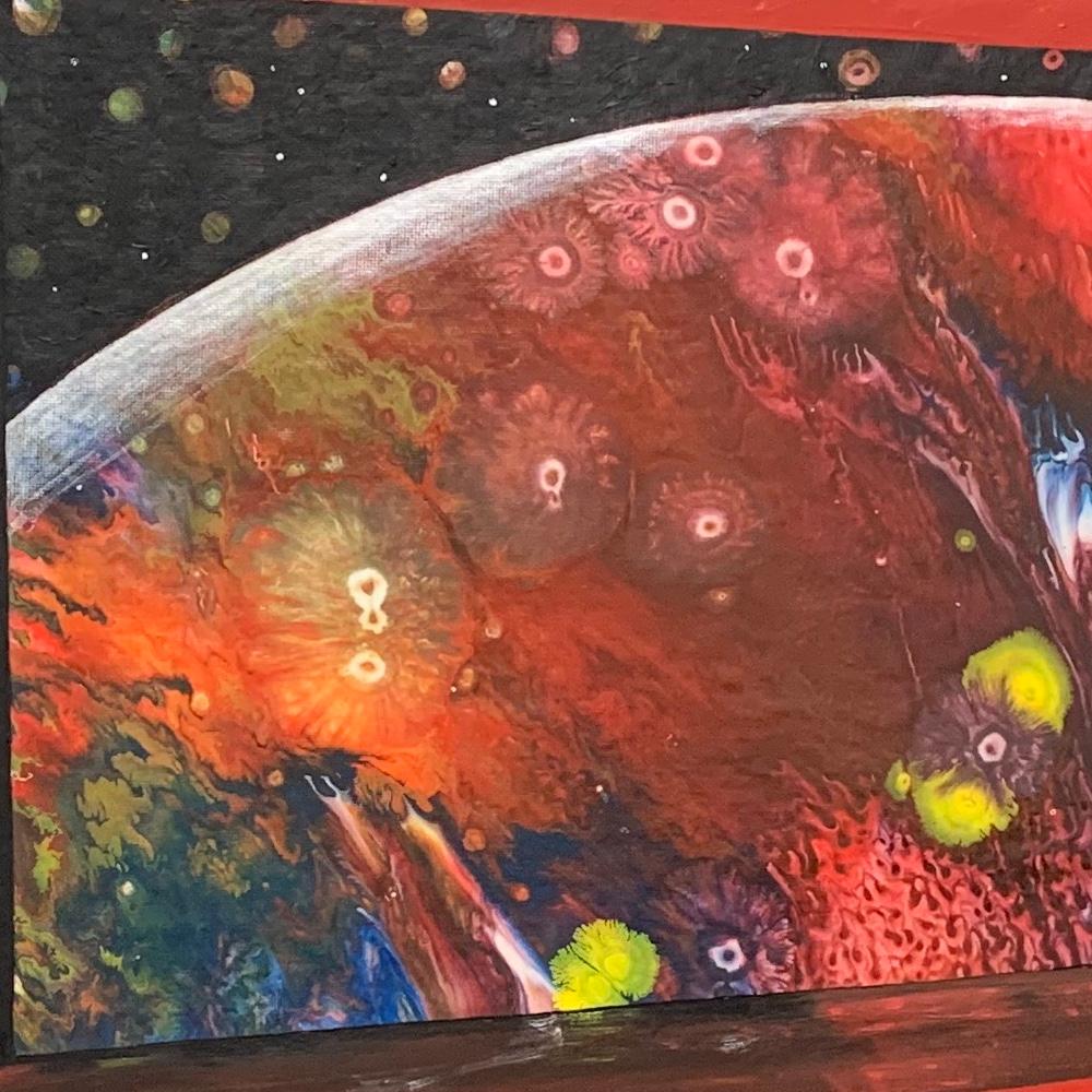 Filmtheater #9, Acrylgemälde, Leinwand, Ölgemälde, signiert – Painting von Robin Tewes