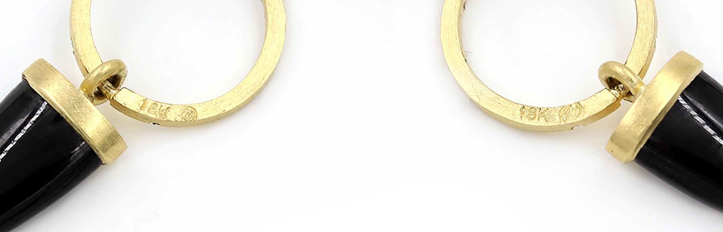 Robin Waynee, Black Spinel, VS1 Diamonds, 18 Karat Gold, Onyx Point Earrings im Zustand „Neu“ im Angebot in Santa Fe, NM