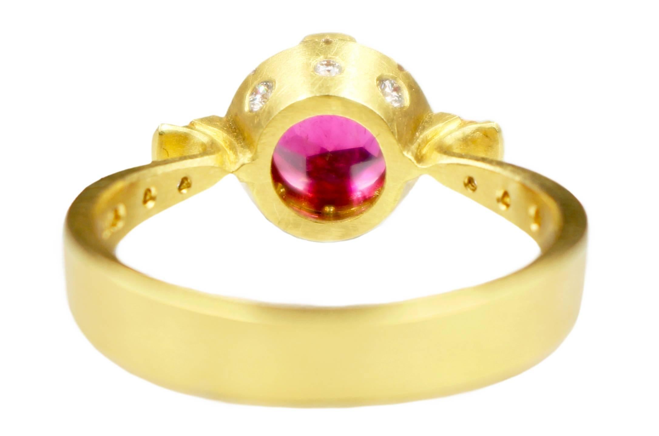 Robin Waynee
Rubellite Tourmaline Ring, 2018
18k gold, rubellite, tourmaline, diamond, spessartite garnet

Robin has an unprecedented record at the Saul Bell Design Awards, one of the most prestigious international jewelry competitions. She earned