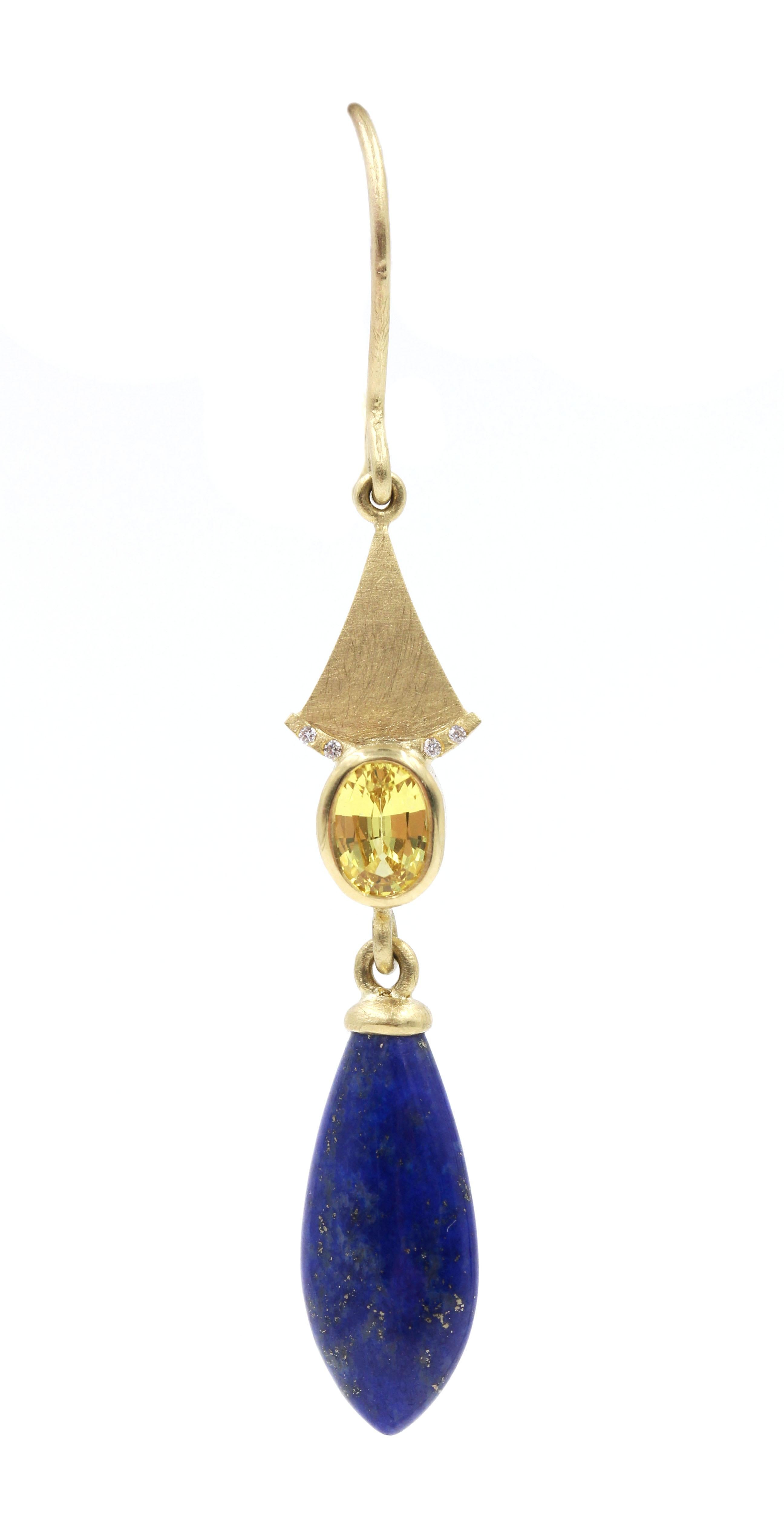 Robin Waynee
Yellow Sapphire & Lapis Earrings, 2019
VS1 Diamonds, 18K Gold, Yellow Sapphire & Lapis

Robin has an unprecedented record at the Saul Bell Design Awards, one of the most prestigious international jewelry competitions. She earned First