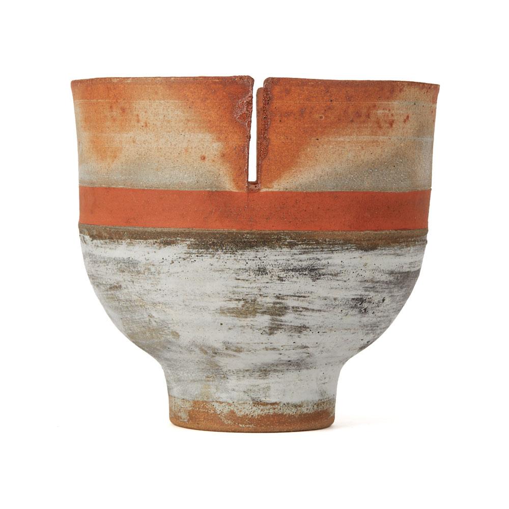 Robin Welch Orange Glazed Studio Pottery Footed Bowl 20th Century 1