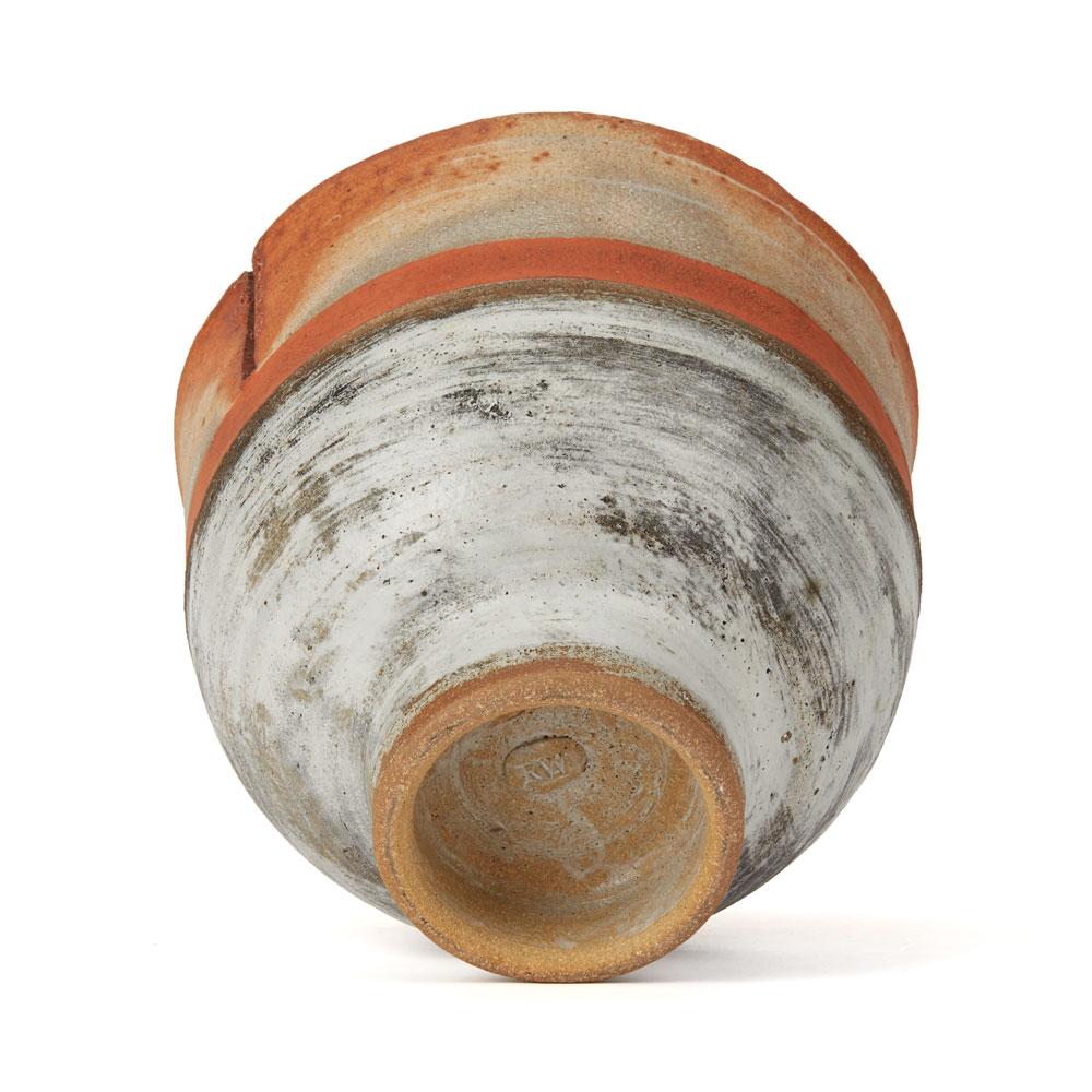 Robin Welch Orange Glazed Studio Pottery Footed Bowl 20th Century 3