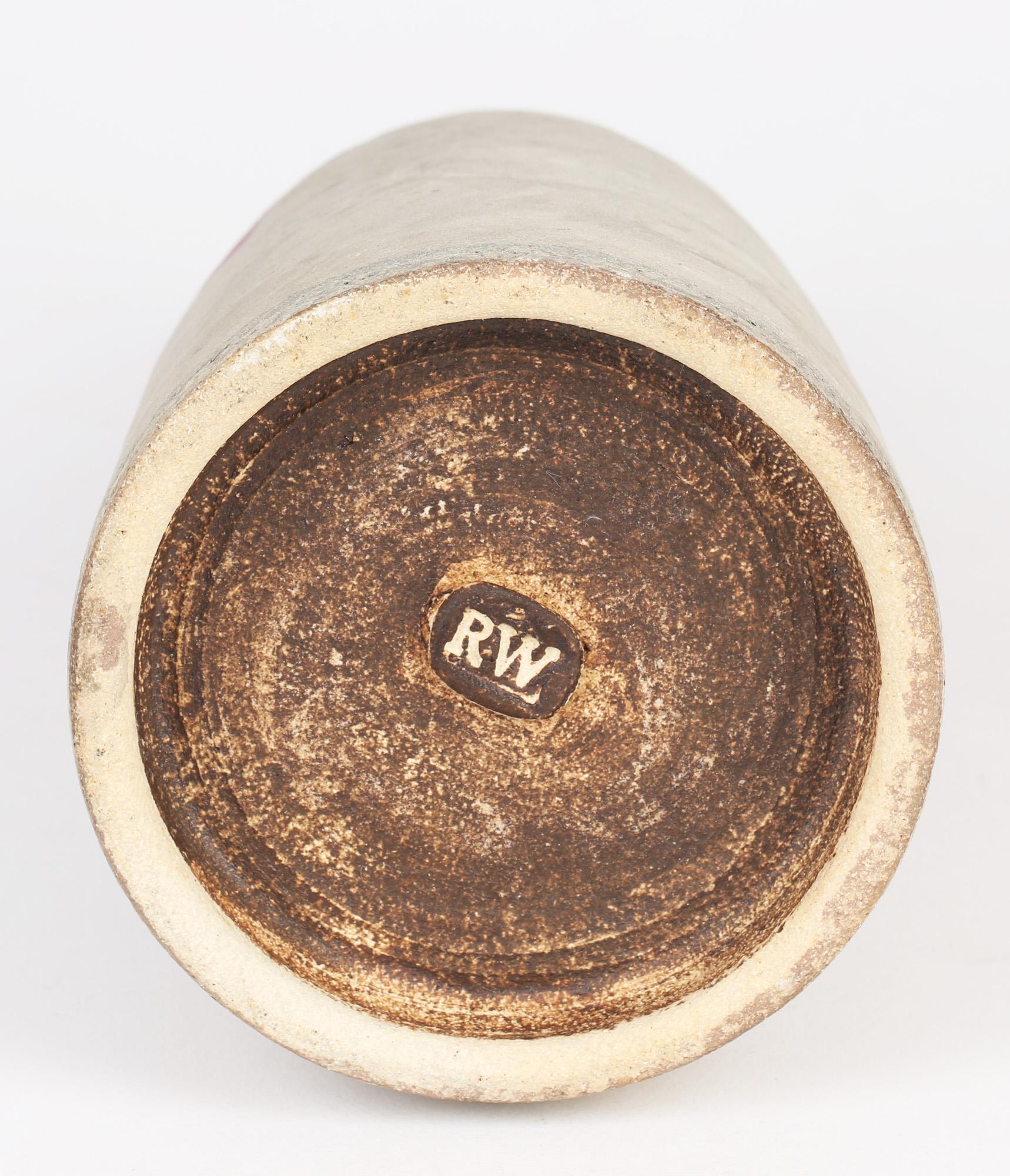 Anglais Vase cylindrique à panneau gradué en grès vernissé de l'atelier de poterie de Robin Welch en vente