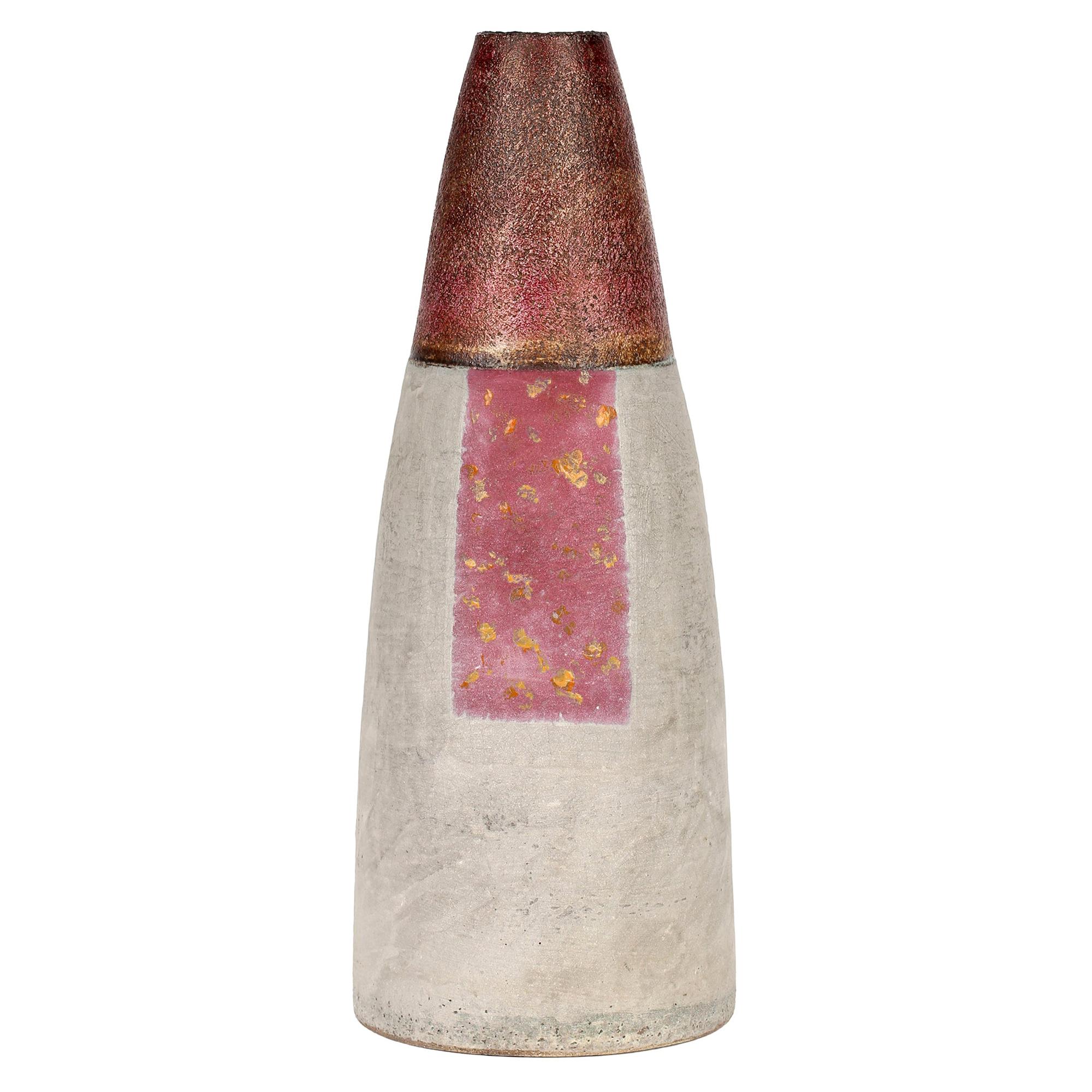 Vase cylindrique à panneau gradué en grès vernissé de l'atelier de poterie de Robin Welch