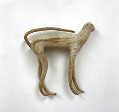 Escultura contemporánea de cerámica de animales Serpiente blanca Gato de pared colgada Robin Whiteman