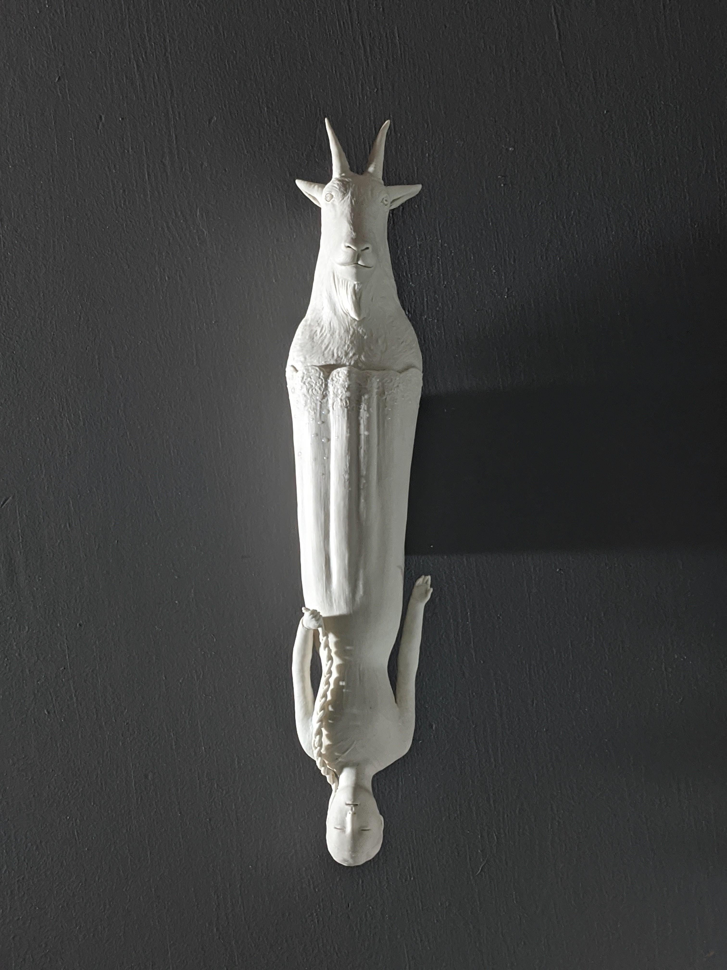 Robin Whiteman Figurative Sculpture - Mountain Goat/Girl