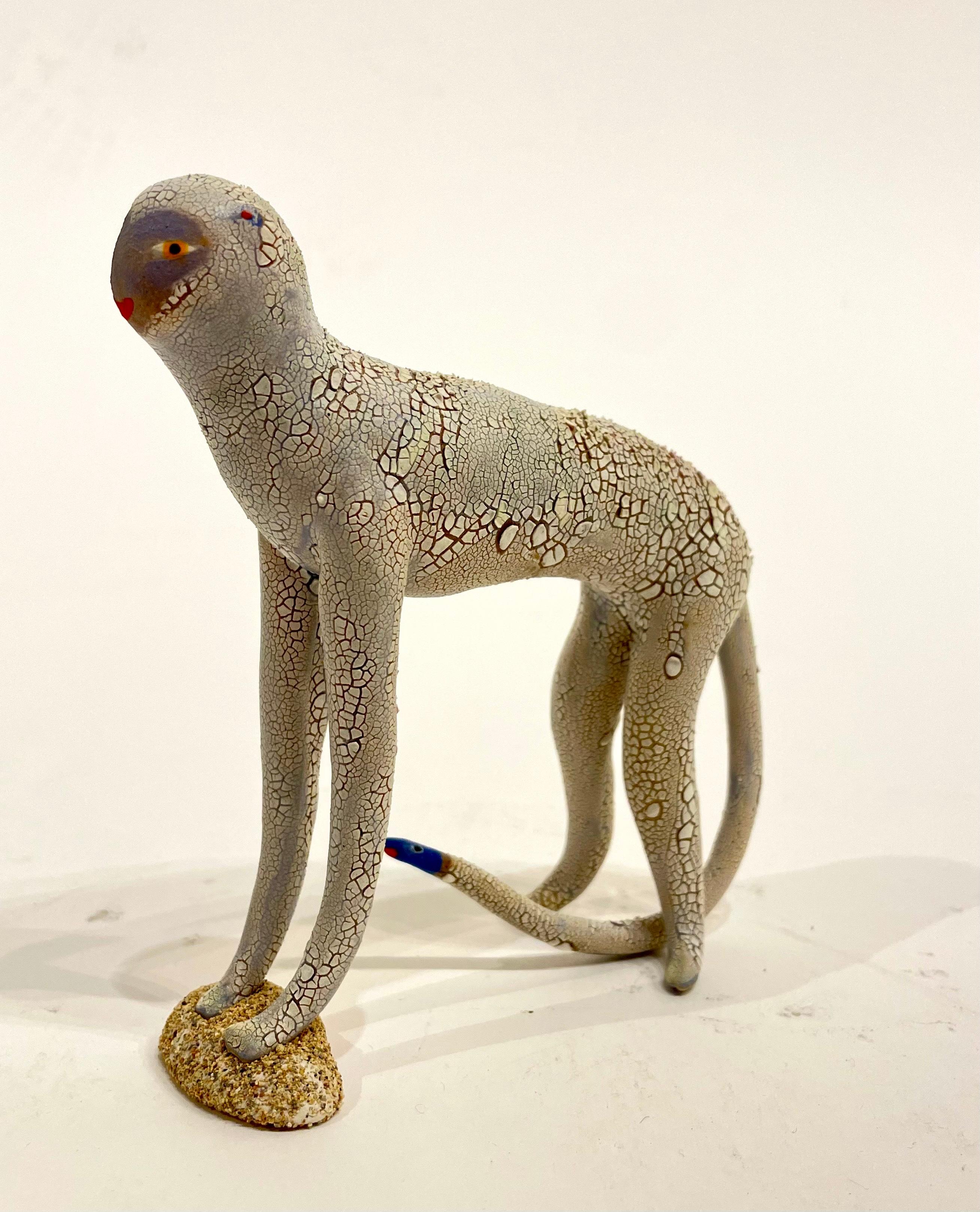 Robin Whiteman Figurative Sculpture - Snake Tail Cat - White