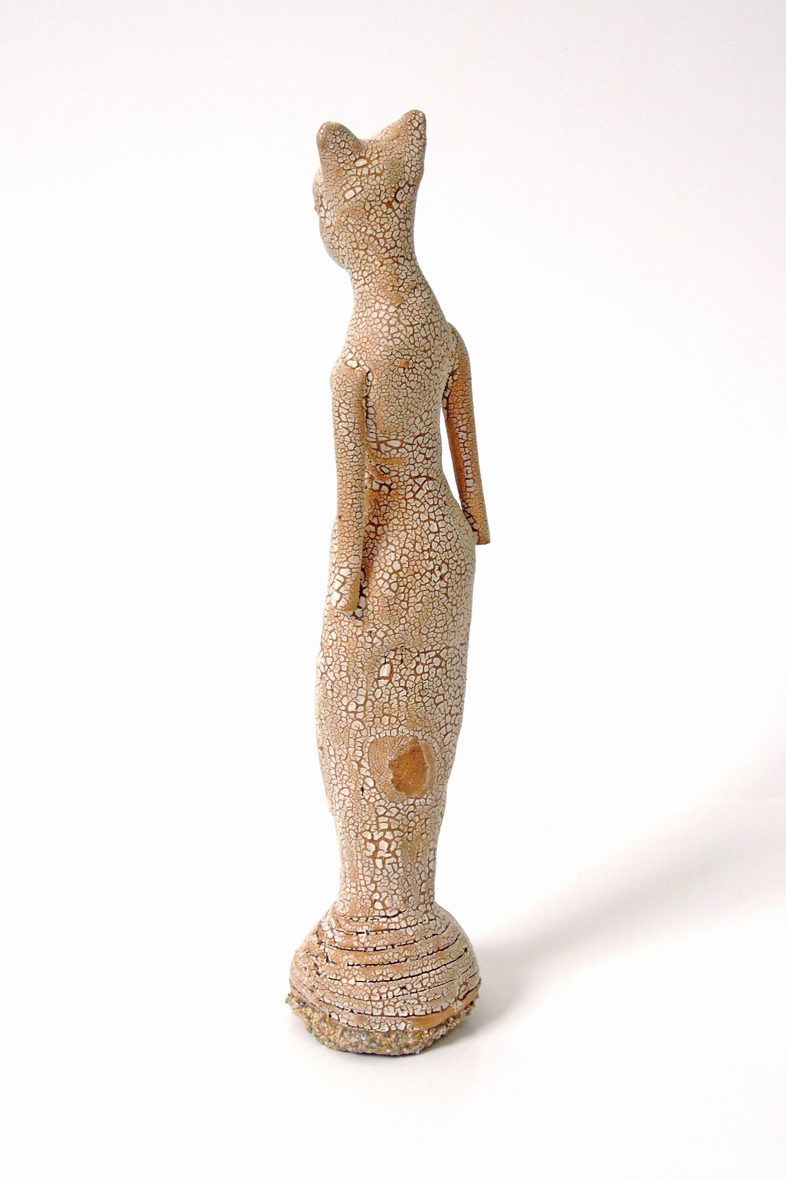 Tiny Cat Totem -93 - Beige Figurative Sculpture by Robin Whiteman