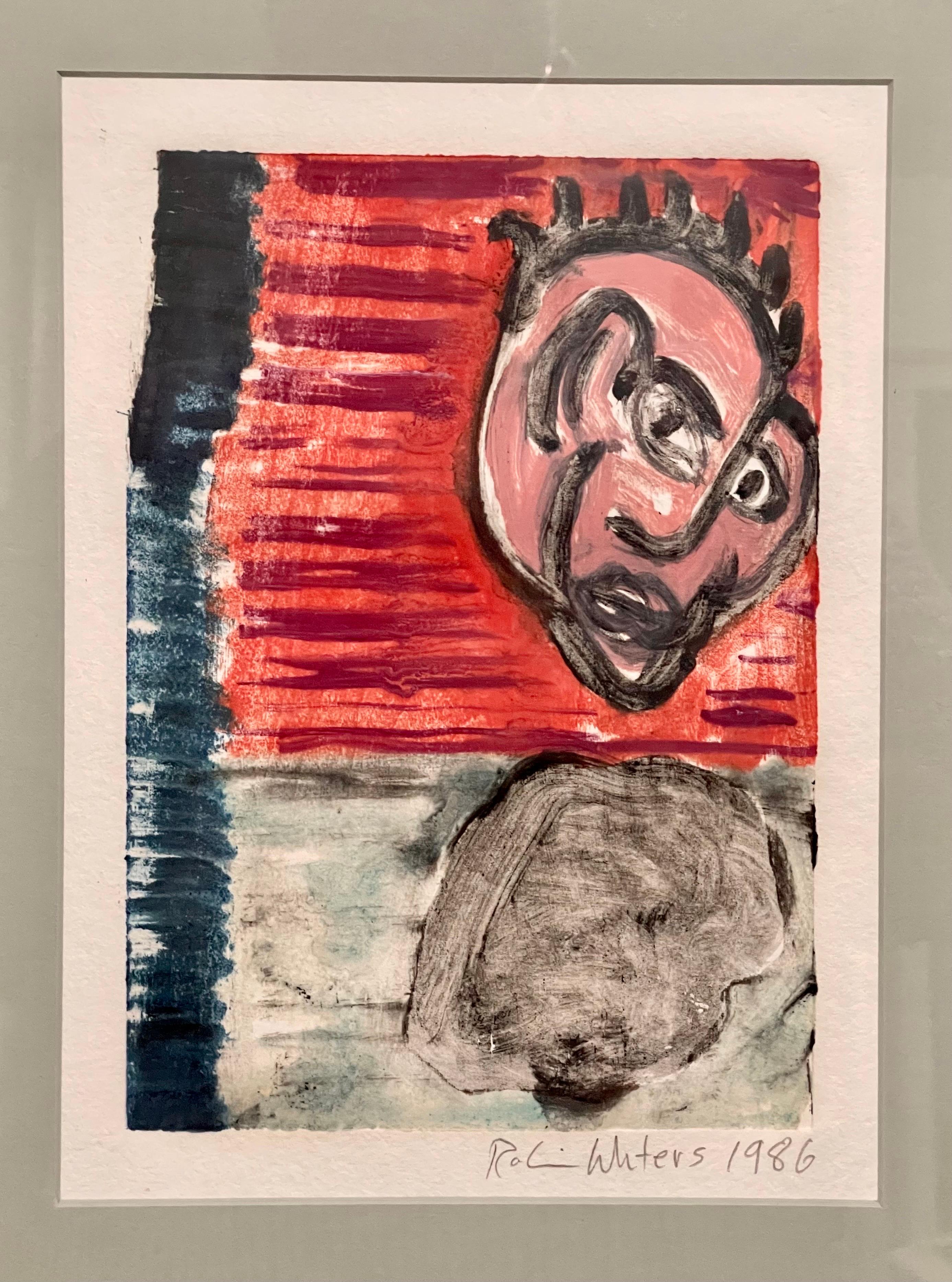 Konzeptuelle Pop-Art-Farbe-Ölgemälde Monotypie, Abstrakte Figur, Robin Winters im Angebot 1
