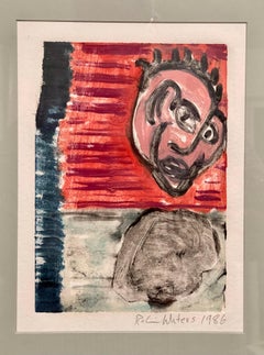 Conceptual Pop Art Color Oil Monotype Painting Abstract Figure Robin Winters