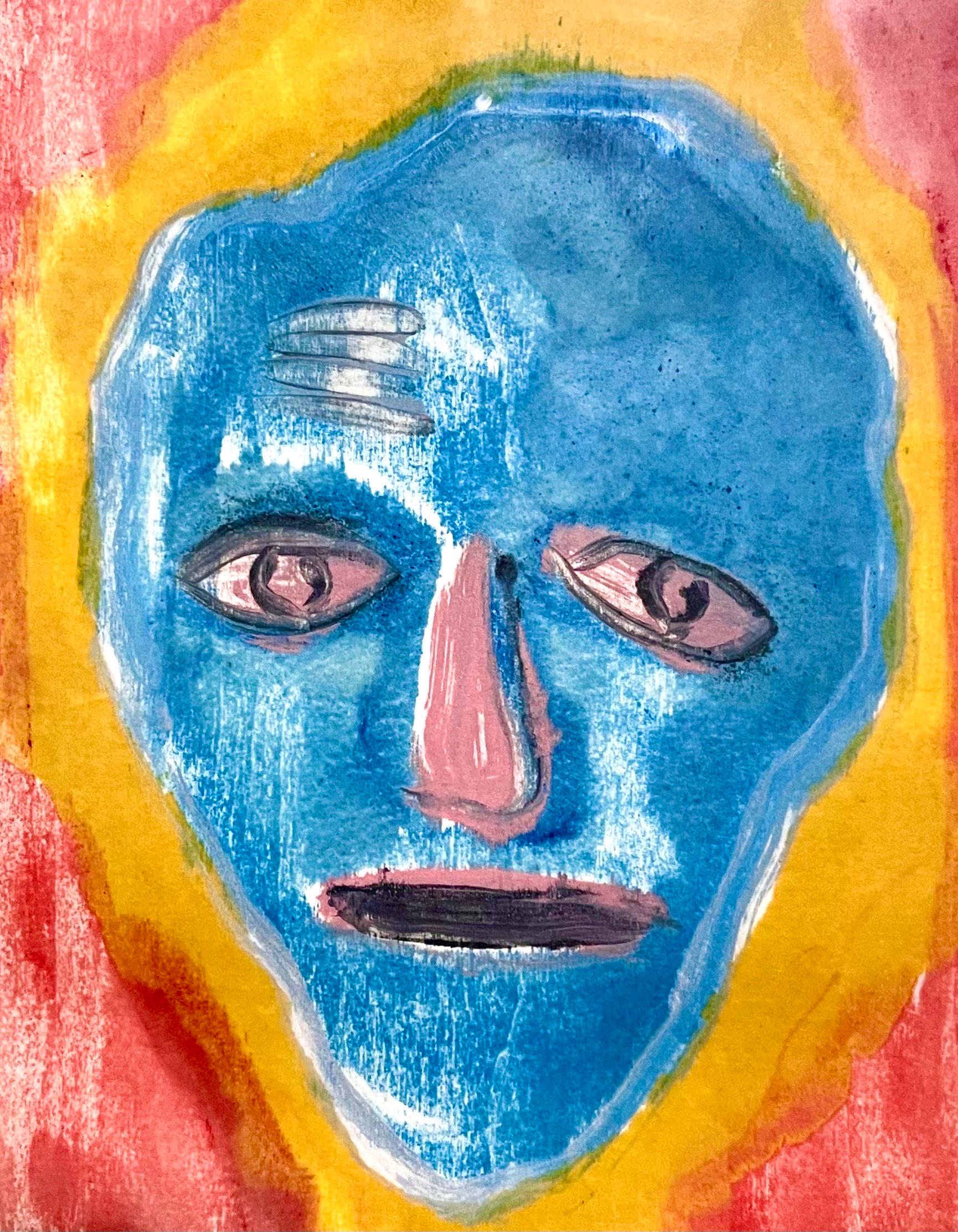 Konzeptuelle Pop-Art-Farbe-Ölgemälde Monotypie, Abstrakte Figur, Robin Winters im Angebot 1