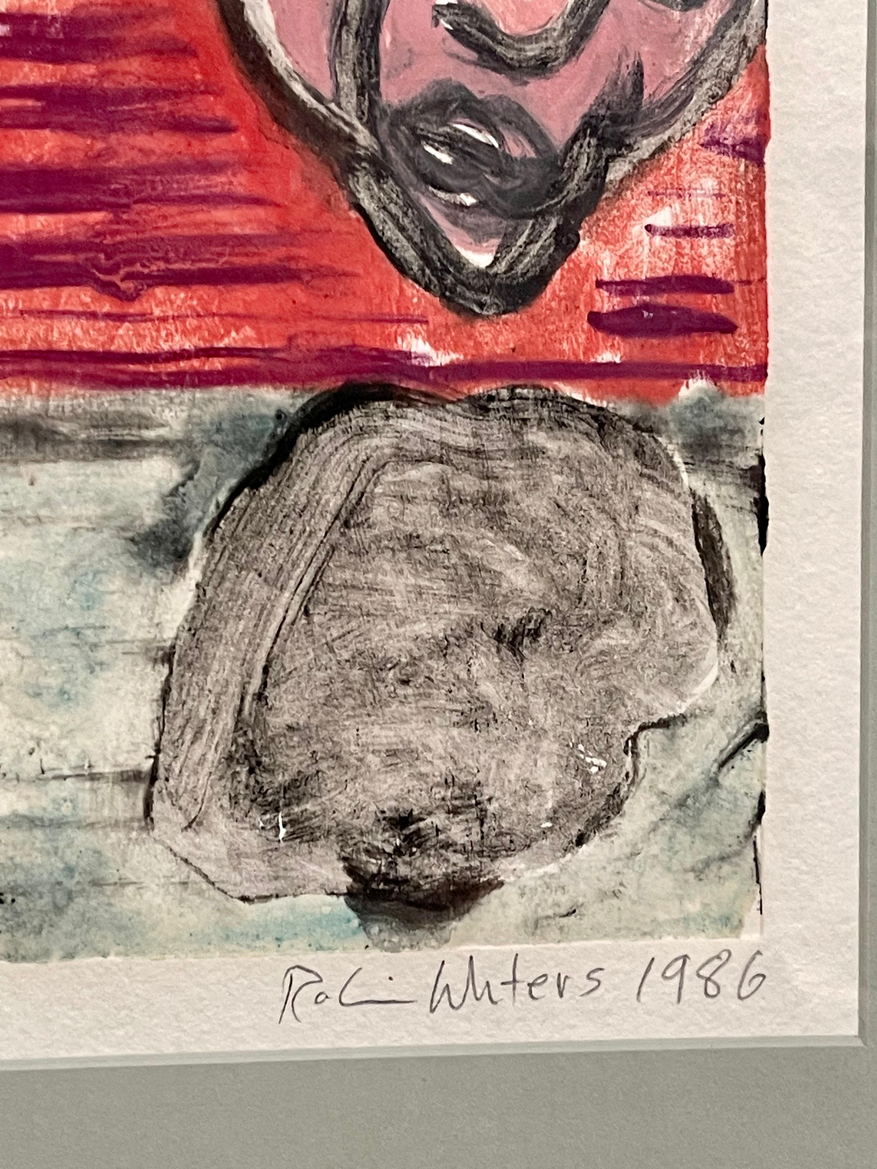Konzeptuelle Pop-Art-Farbe-Ölgemälde Monotypie, Abstrakte Figur, Robin Winters im Angebot 2