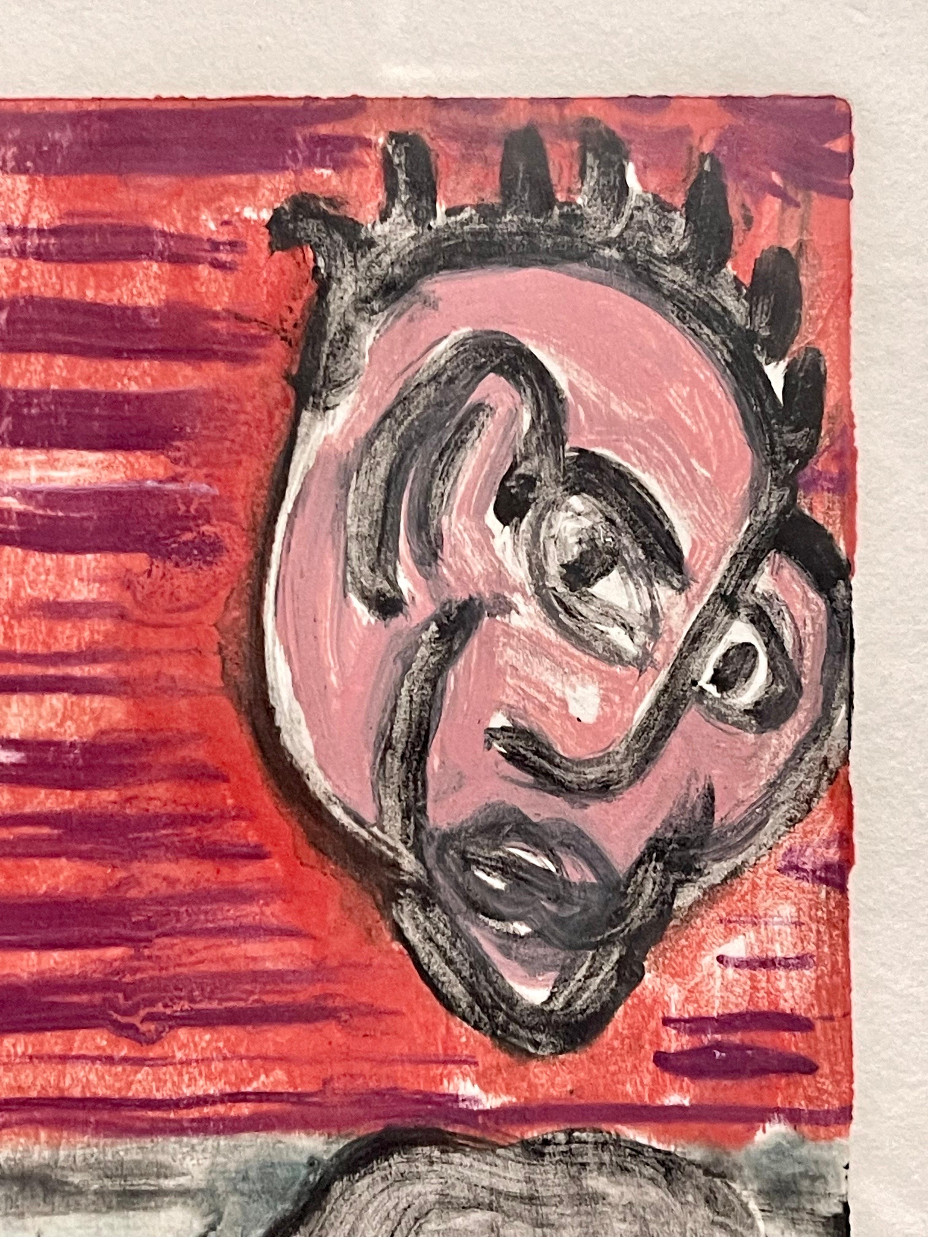Konzeptuelle Pop-Art-Farbe-Ölgemälde Monotypie, Abstrakte Figur, Robin Winters im Angebot 3