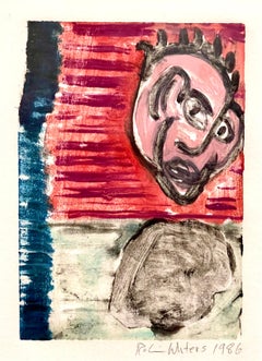 Conceptual Pop Art Color Oil Monotype Painting Abstract Figure Robin Winters