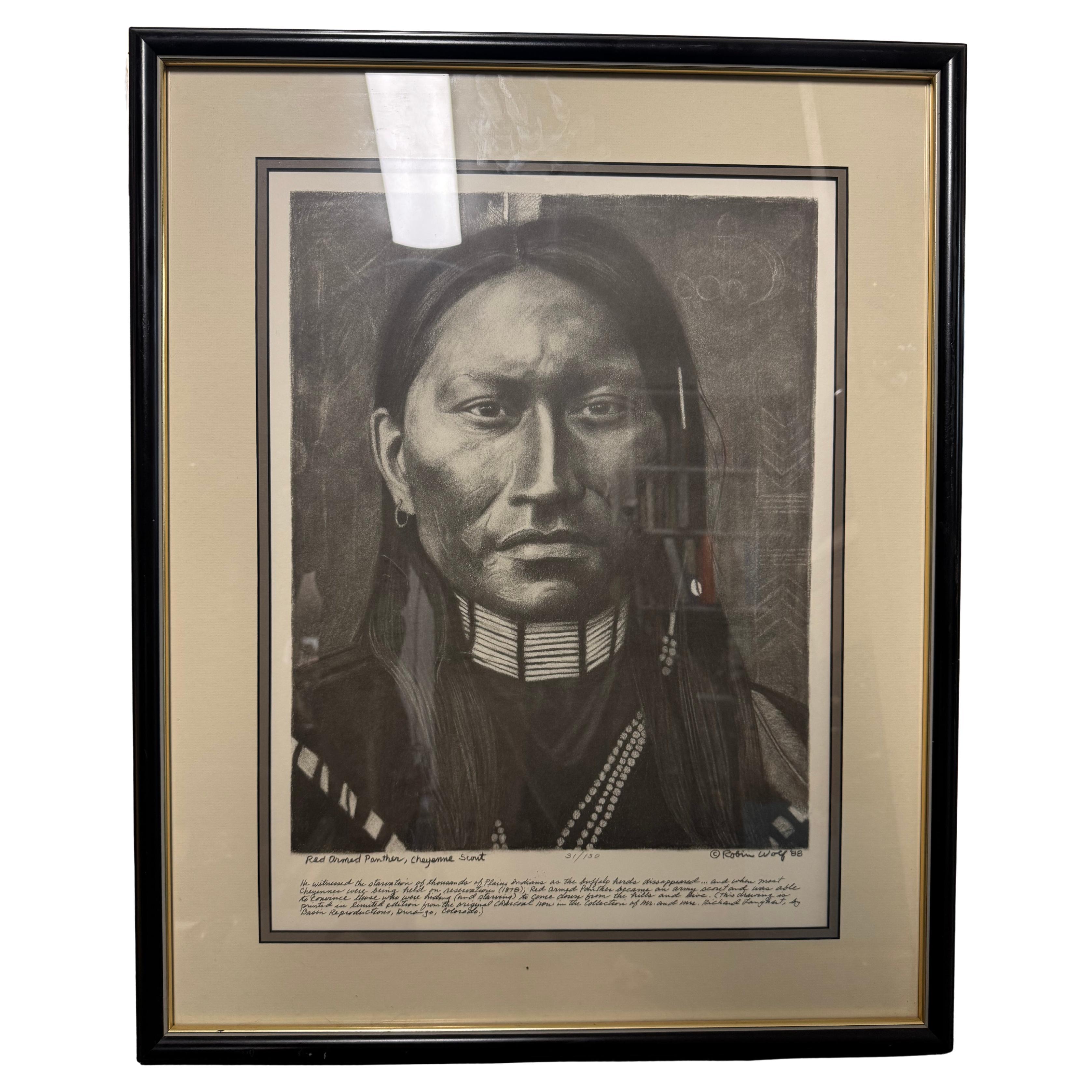 Robin Wolf Lithograph "Red Armed Panther" 31/150 For Sale