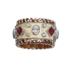 Robin Woolard Burmese Ruby Diamond Platinum 18 Karat Yellow Red Gold Band