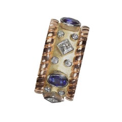 Robin Woolard Sapphire Diamond Platinum 18 Karat Yellow Red Gold Revival Band