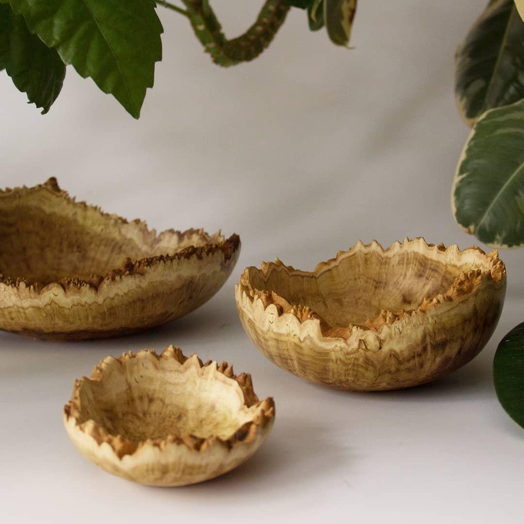 Robinia Birch Burl Bowl Set by Vlad Droz In New Condition In Geneve, CH