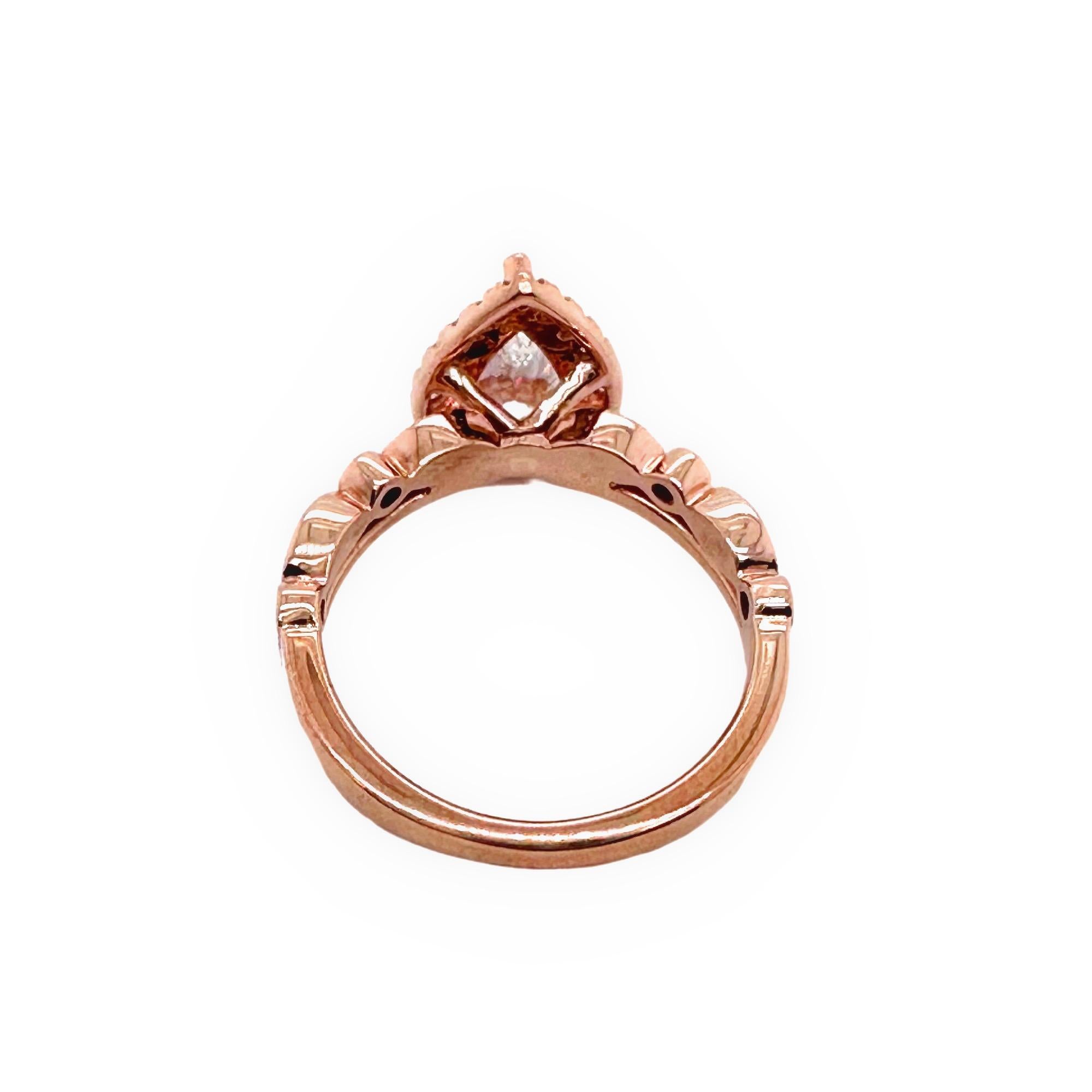 Robins Brothers Signature Pear Diamond 1.375tcw 14k Rose Gold Engagement Ring For Sale 6