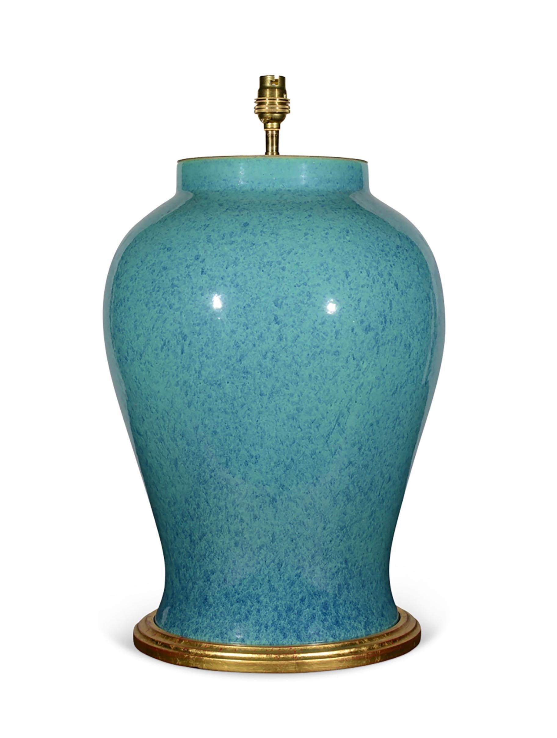Lampe de table en porcelaine française du 20e siècle, bleu œuf de merle Bon état - En vente à London, GB