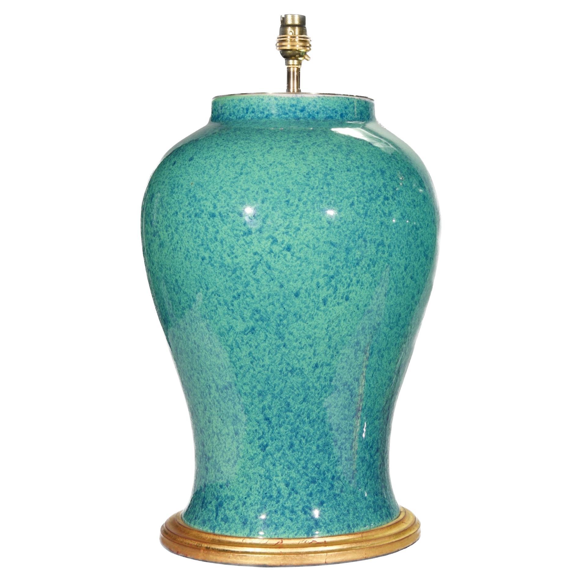 Robin's Egg Blue 20th Century Porcelain French Table Lamp