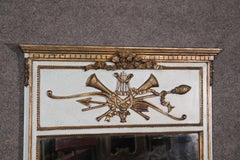 Robins Egg Blue and Gold Painted French Louis XV Trumeau Mirror:: um 1930