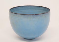 Robin's Egg Blue Glazed Bowl by Gertrud and Otto Natzler, Austrian-American Cera