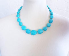 Robin's Egg Blue Nacozari Turquoise Beaded Necklace with Inlay Toggle Clasp