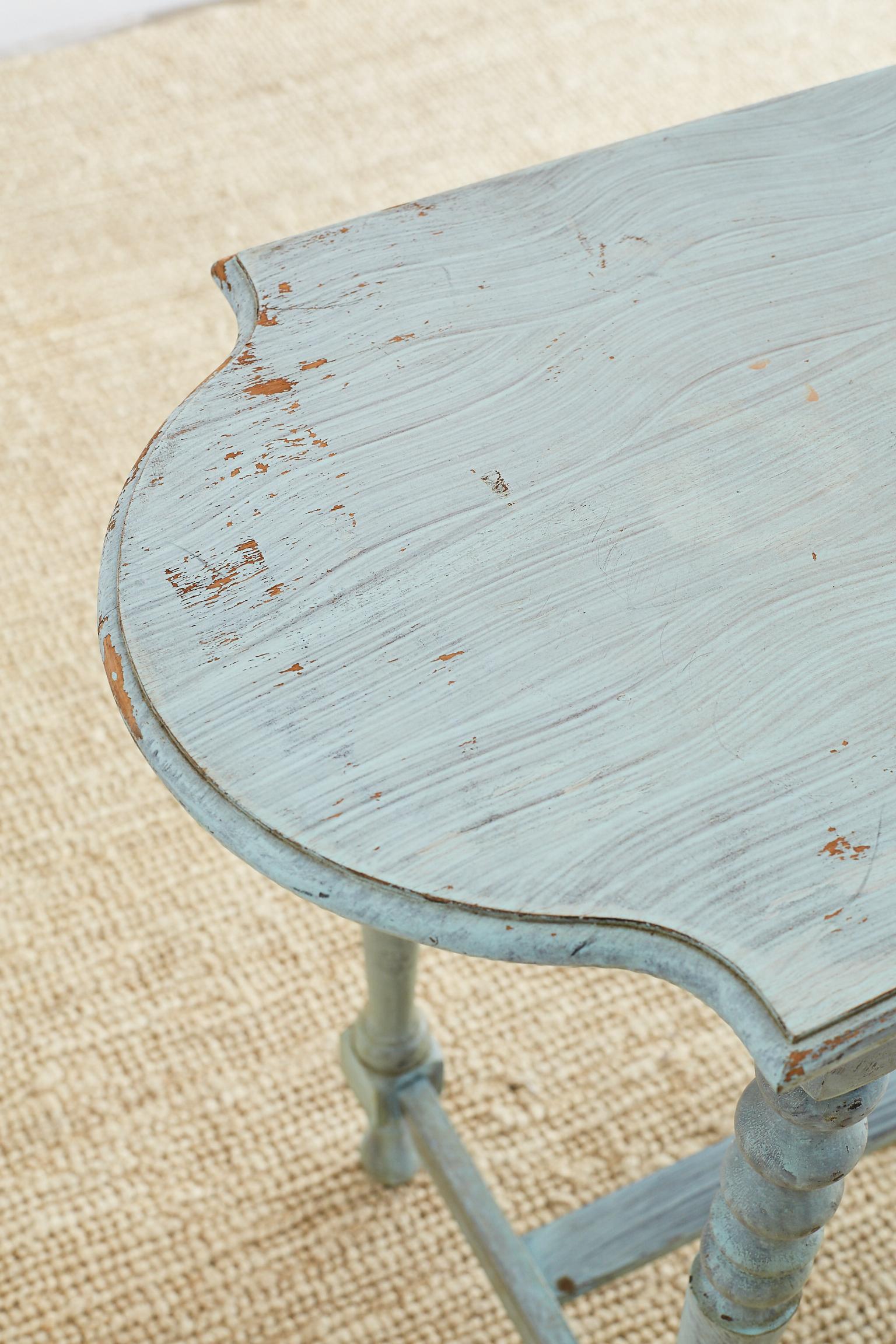 Robin's Egg Blue Painted Console Sofa Table 3
