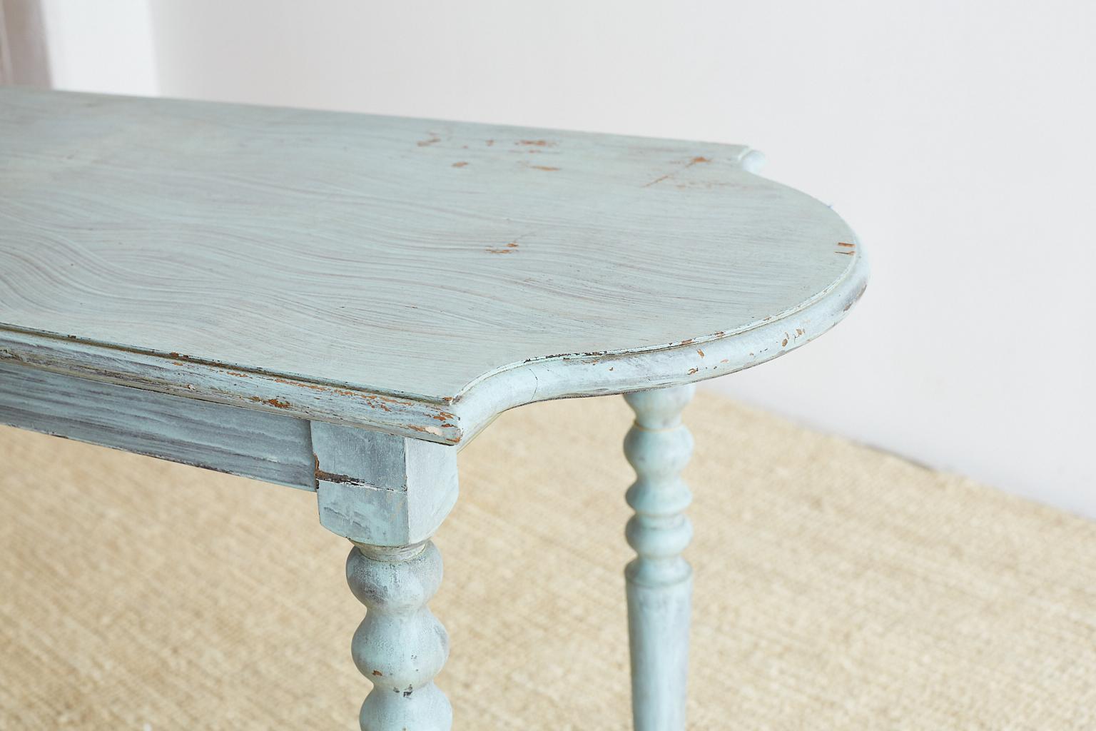 Robin's Egg Blue Painted Console Sofa Table 4