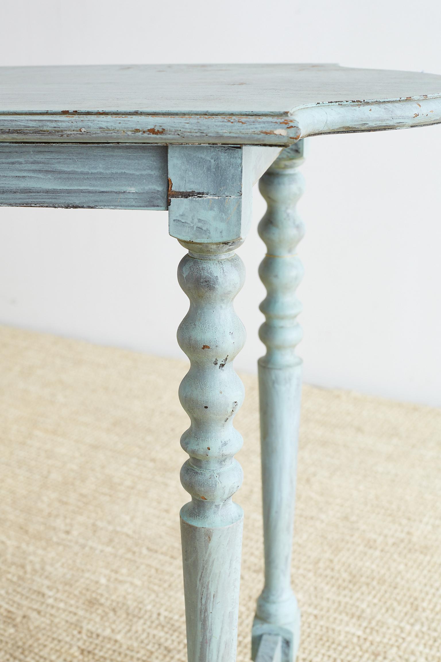 Robin's Egg Blue Painted Console Sofa Table 5