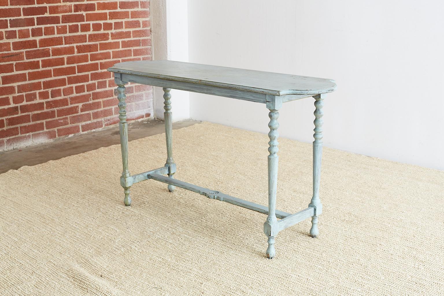 Robin's Egg Blue Painted Console Sofa Table 12