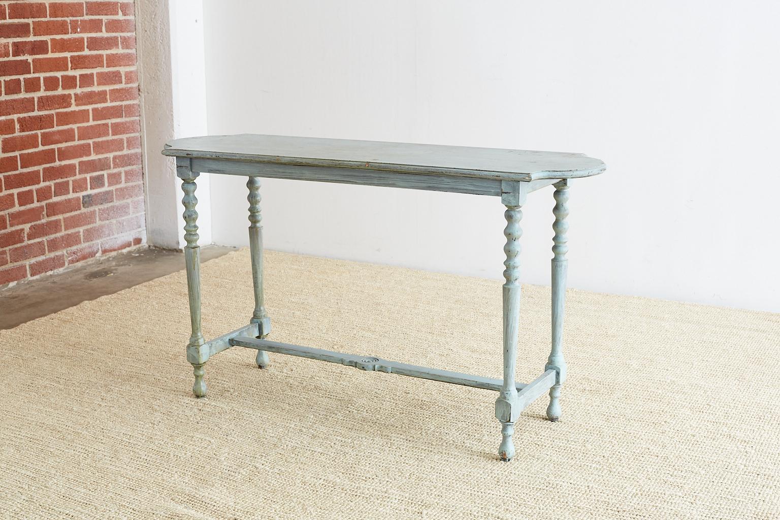 Robin's Egg Blue Painted Console Sofa Table 13
