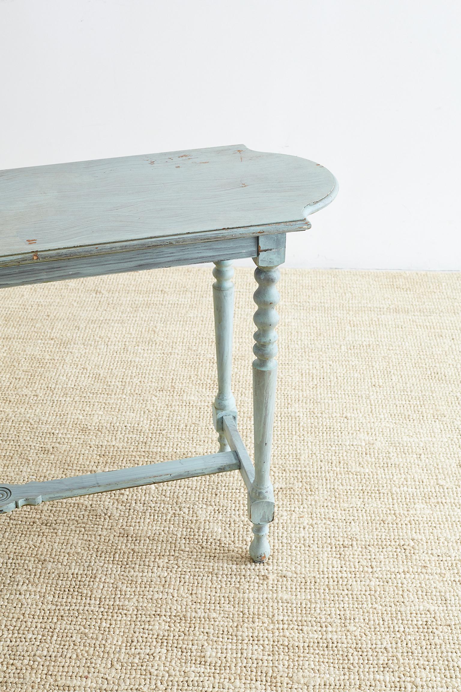 Country Robin's Egg Blue Painted Console Sofa Table