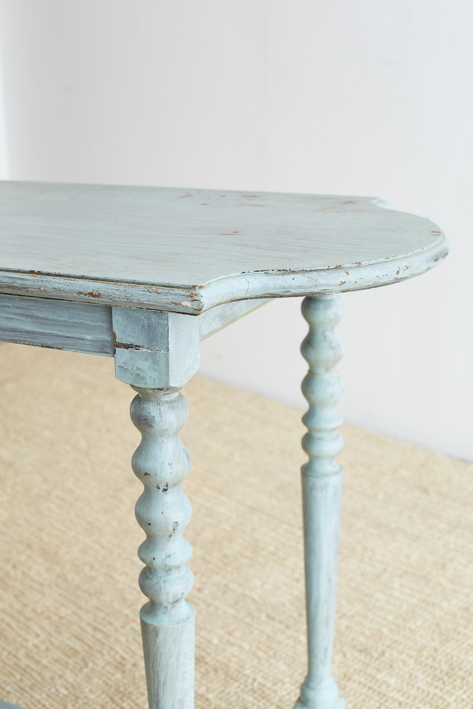 Robin's Egg Blue Painted Console Sofa Table 2