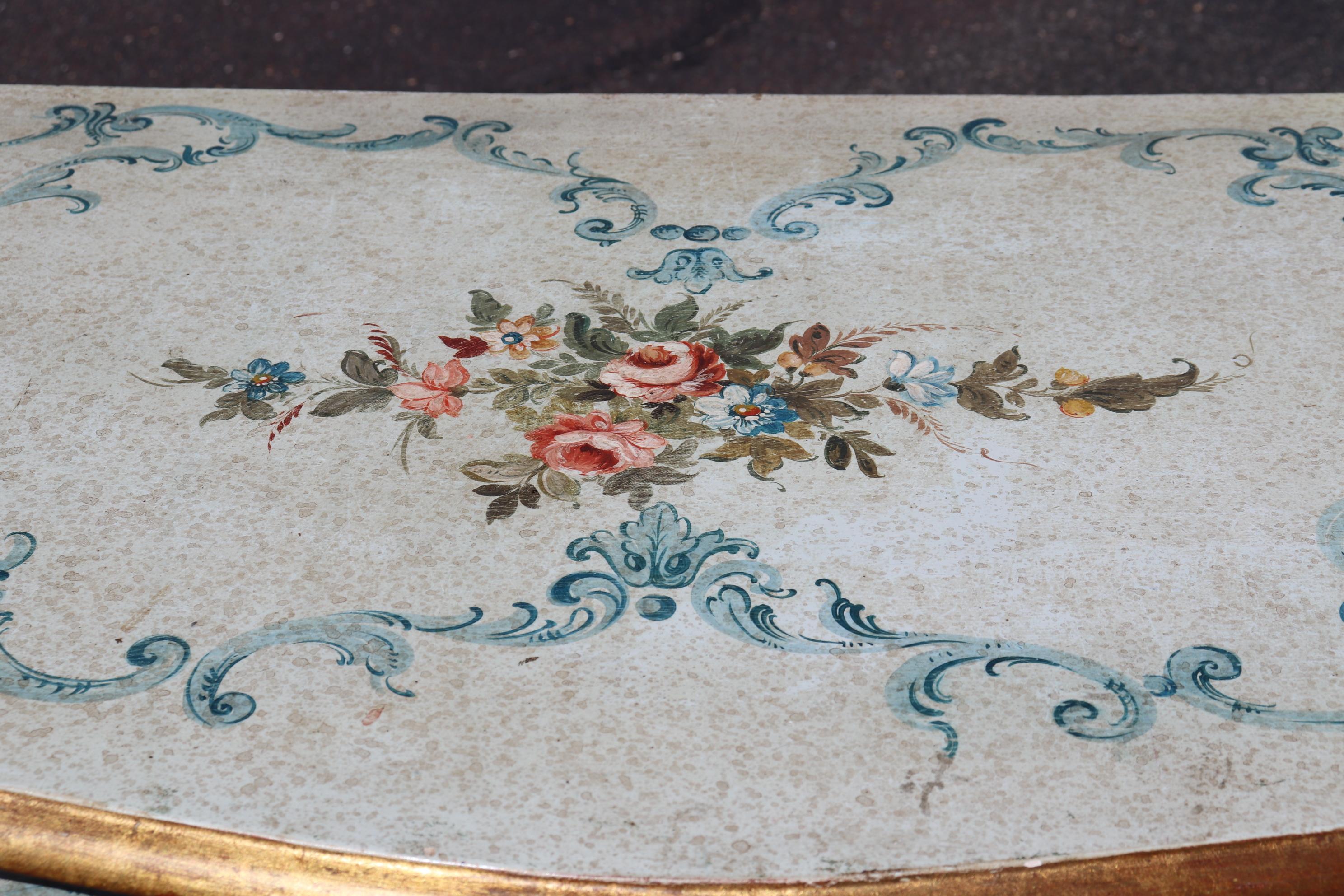 Robin's Egg Blue Venetian Paint Decorated Distressed Italian Commode Circa 1950 For Sale 11