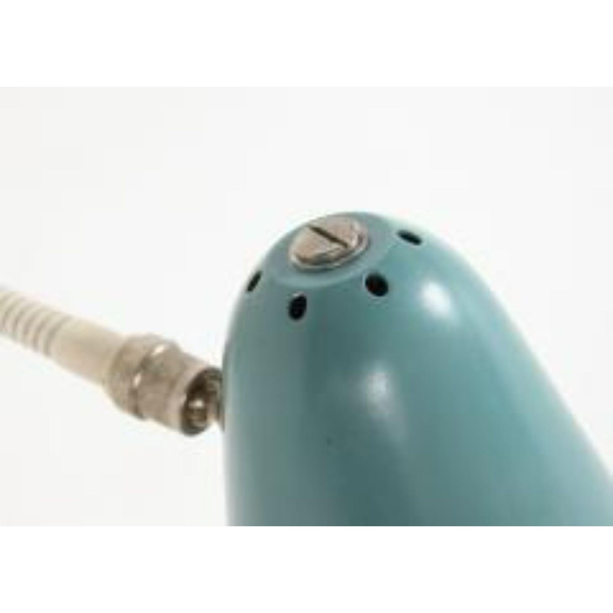 Robins Egg Blue Wall Light in Lacquered Metal by H. Busquet, circa 1960 4