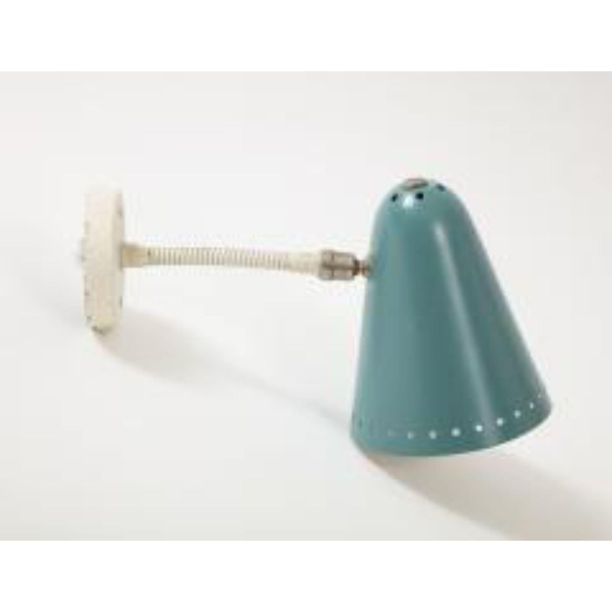 Modern Robins Egg Blue Wall Light in Lacquered Metal by H. Busquet, circa 1960